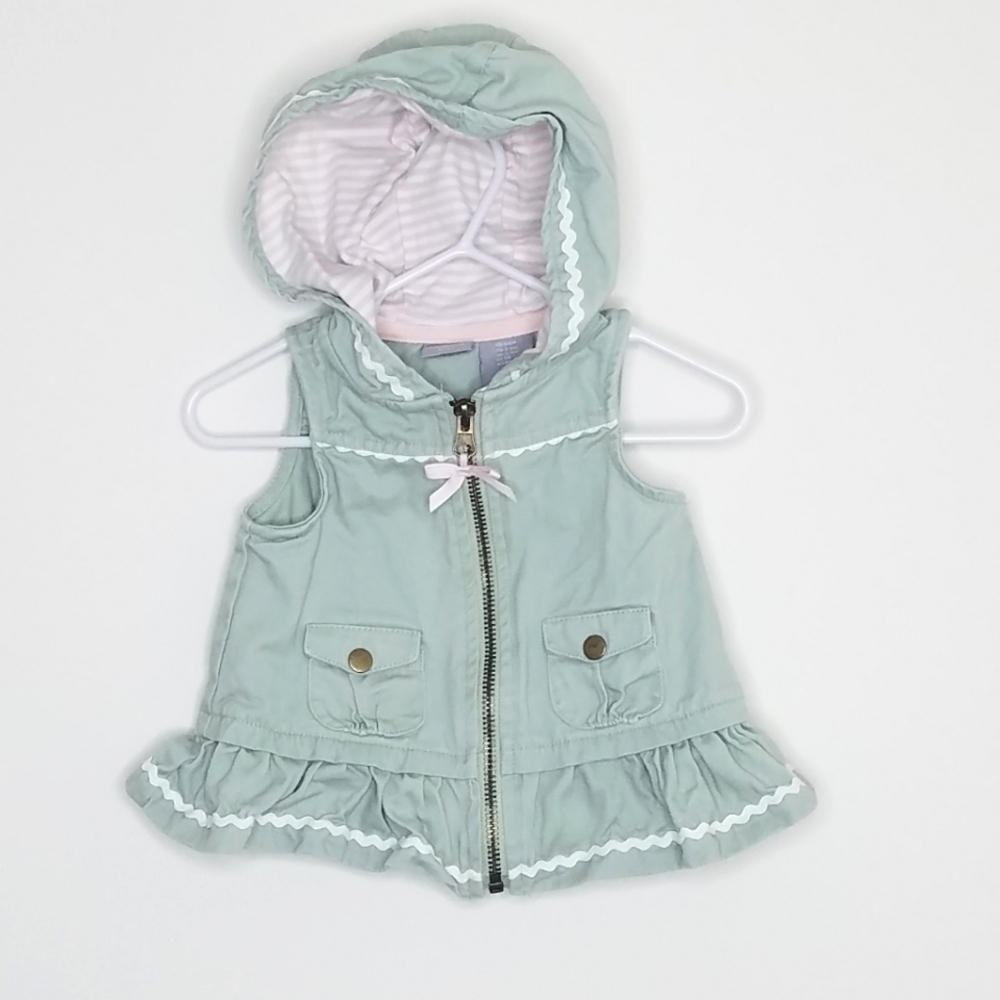 Tahari Hood Vest Ribbon Piping 3-6m